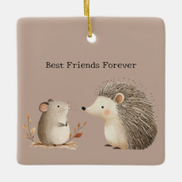 Cute Brown Cream Hedgehog Mouse Keramisch Ornament
