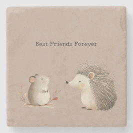 Cute Brown Cream Hedgehog Mouse Stenen Onderzetter