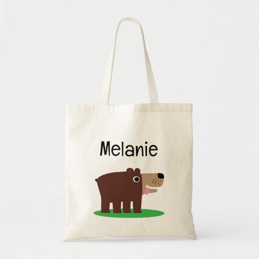 Cute brown cub bear cartoon tote bag for kids (Voorkant)