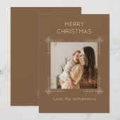 Cute Brown Custom Photo Christmas Feestdagenkaart (Voorkant / Achterkant)