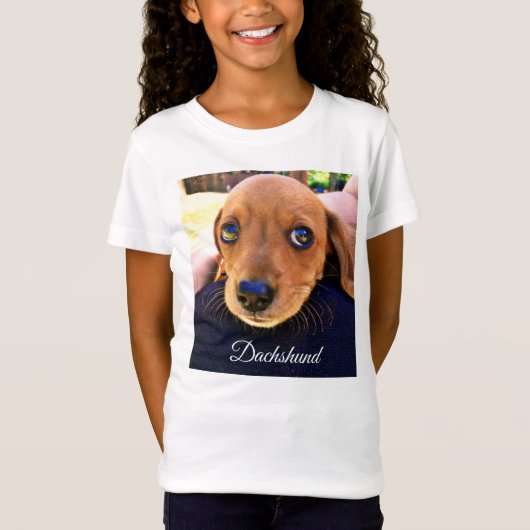 Cute Brown Dachshund Puppy Dog T-shirt (Voorkant)