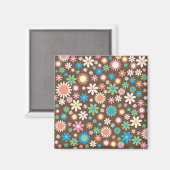 Cute brown  daisy floral Patroon Magneet (Voorkant / Achterkant)