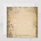 Cute  Brown Damask Elegant Wedding Invitati Kaart (Achterkant)