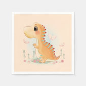 Cute Brown Dinosaur Waterverf Servet (Voorkant)