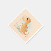 Cute Brown Dinosaur Waterverf Servet (Hoek)