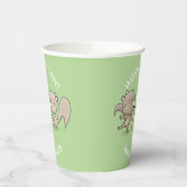 Cute brown eekhoorns die een pinda cartoon delen papieren bekers (Links)