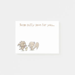 Cute brown eekhoorns die een pinda cartoon delen post-it® notes