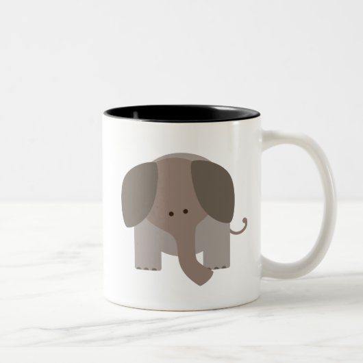 Cute Brown Elephant Tweekleurige Koffiemok (Rechts)