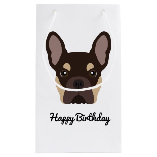 Cute Brown en Tan French Bulldog Face Klein Cadeauzakje (Achterkant)