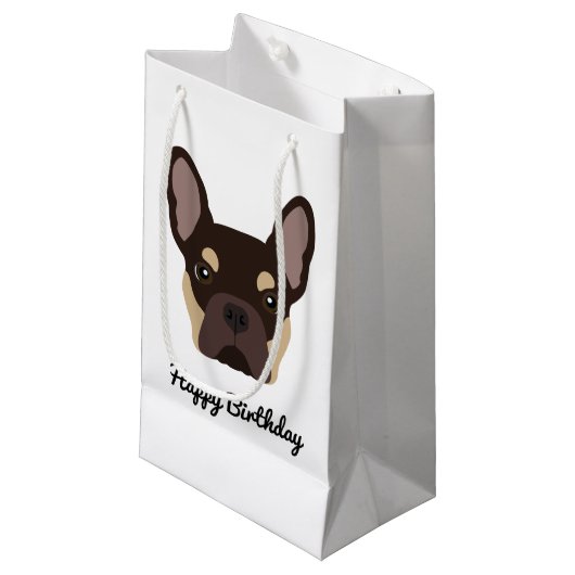 Cute Brown en Tan French Bulldog Face Klein Cadeauzakje (Voorkant Gekanteld)