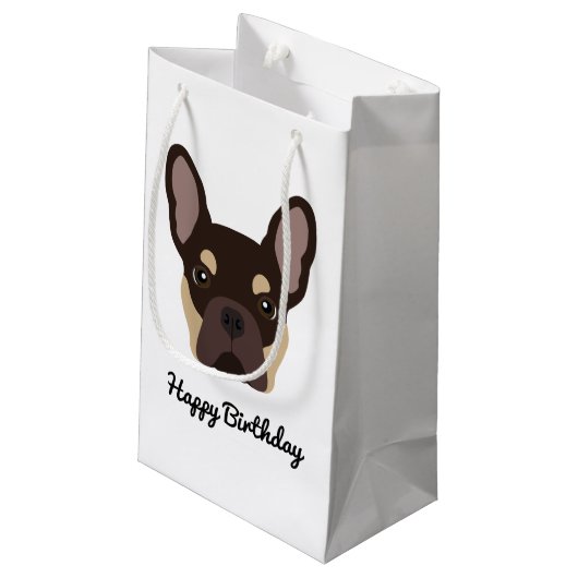 Cute Brown en Tan French Bulldog Face Klein Cadeauzakje (Achterkant Gekanteld)