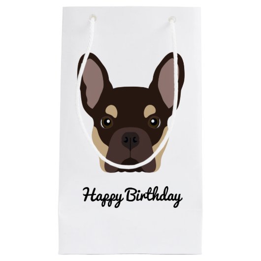 Cute Brown en Tan French Bulldog Face Klein Cadeauzakje (Voorkant)