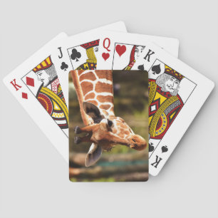 Cute Brown en White Giraffe Face Portret Pokerkaarten