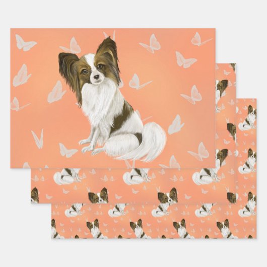 Cute Brown en white papillon dog Inpakpapier Vel (Set)