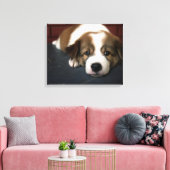 Cute Brown en White Puppy Canvas Afdruk (Insitu (Woonkamer))