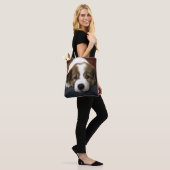 Cute Brown en White Puppy Tote Bag (Op model)