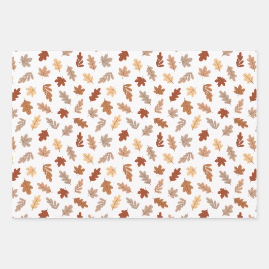 Cute Brown Fall Leaves Pattern Inpakpapier Vel (Voorkant 2)