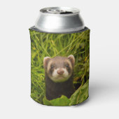 Cute Brown Ferret in de Grass Foto Blikjeskoeler (Blikje Achterkant)