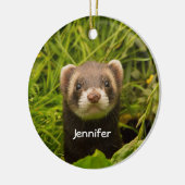 Cute Brown Ferret in de Grass Foto Keramisch Ornament (Links)
