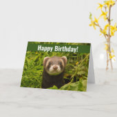 Cute Brown Ferret in de Grass Happy Birthday Kaart (Gele Bloem)