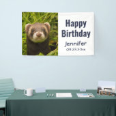 Cute Brown Ferret in de Grass Happy Birthday Spandoek (Beurs)