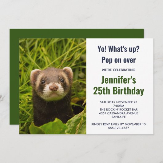 Cute Brown Ferret in de Grass Kaart (Voorkant / Achterkant)