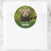 Cute Brown Ferret in de Grass Kitchen Ronde Sticker (Tas)