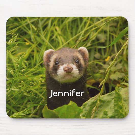 Cute Brown Ferret in de Grass Muismat (Voorkant)