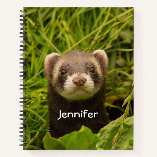 Cute Brown Ferret in de Grass Notitieboek (Voorkant)