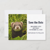 Cute Brown Ferret in de Grass Save The Date (Voorkant)