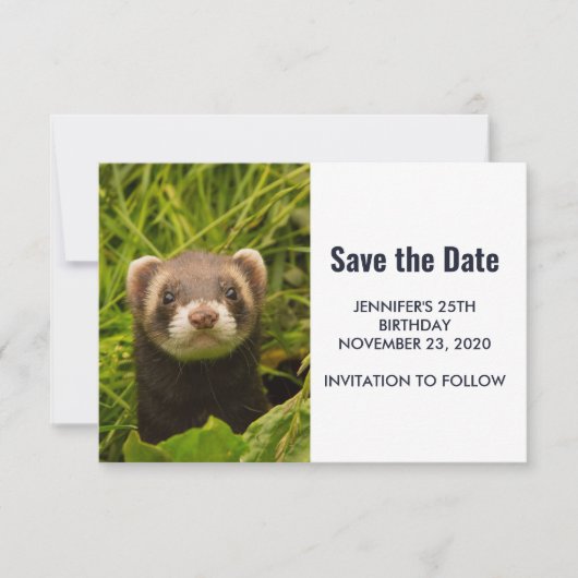 Cute Brown Ferret in de Grass Save The Date (Voorkant)