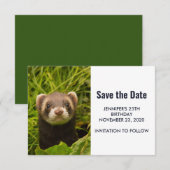 Cute Brown Ferret in de Grass Save The Date (Voorkant / Achterkant)