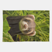 Cute Brown Ferret in de Grass Theedoek (Horizontaal)
