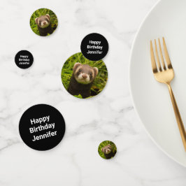 Cute Brown Ferret in Grass Photo Birthday Confetti