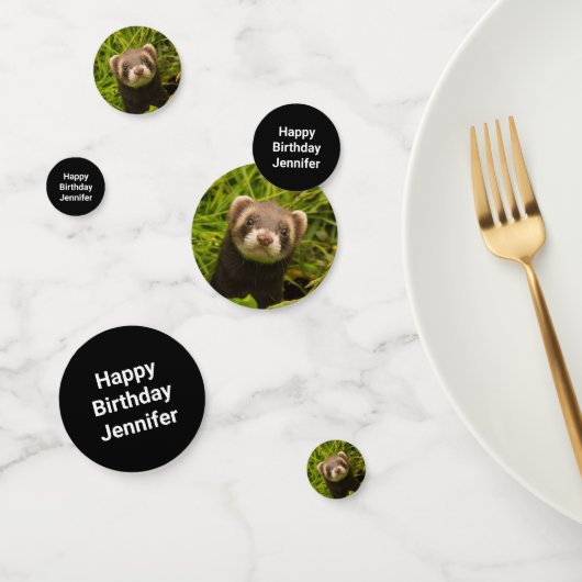 Cute Brown Ferret in Grass Photo Birthday Confetti (Groep)