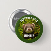 Cute Brown Ferret in het Grass Birthday Girl Ronde Button 5,7 Cm (Voorkant /achterkant)