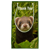 Cute Brown Ferret in the Grass Dank u Klein Cadeauzakje (Voorkant)