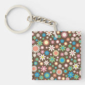 Cute Brown Flower Power Pattern Sleutelhanger (Voorkant)