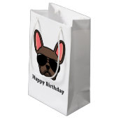 Cute Brown French Bulldog Face Small Gift Bag Klein Cadeauzakje (Achterkant Gekanteld)