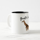 Cute Brown Giraffe Tweekleurige Koffiemok (Voorkant links)