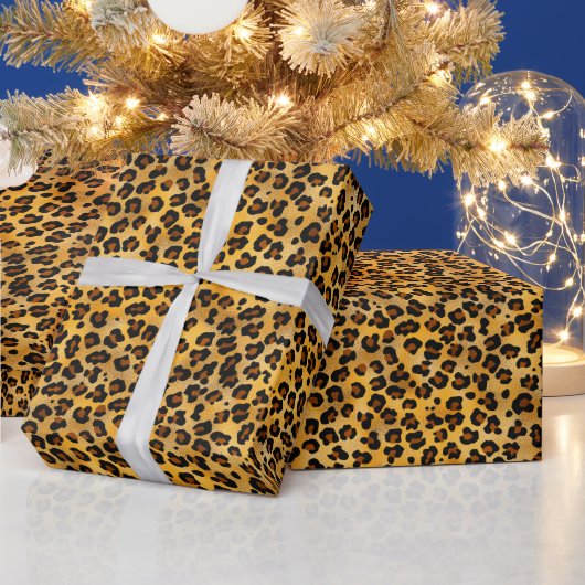 Cute Brown/Gold Leopard Wrapping Paper Cadeaupapier (Feestdagen)