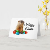Cute Brown Guinea Pig Easter Eggs Celebration Kaart (Gele Bloem)