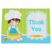 Cute Brown Hair Boy Baking Bedankt Groot Cadeauzakje (Voorkant)
