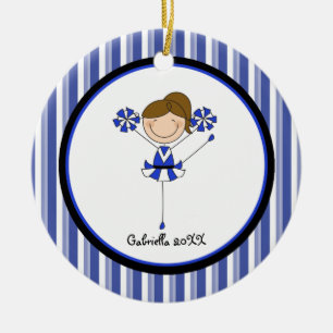 Cute Brown Haire Cheerleader kerstversiering Keramisch Ornament