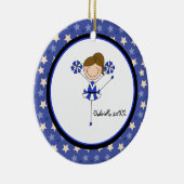 Cute Brown Haire Cheerleader kerstversiering Keramisch Ornament (Rechts)