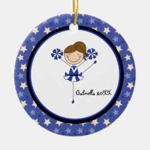 Cute Brown Haire Cheerleader kerstversiering Keramisch Ornament