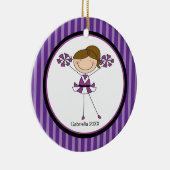 Cute Brown Haire Cheerleader kerstversiering Keramisch Ornament (Rechts)
