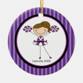 Cute Brown Haire Cheerleader kerstversiering Keramisch Ornament