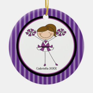 Cute Brown Haire Cheerleader kerstversiering Keramisch Ornament