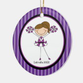 Cute Brown Haire Cheerleader kerstversiering Keramisch Ornament (Links)